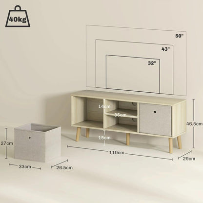 HOMCOM TV Cabinet Stand Unit for TVs up to 50'' with Foldable Drawers, Entertainment Centre for Living Room Additional View 14