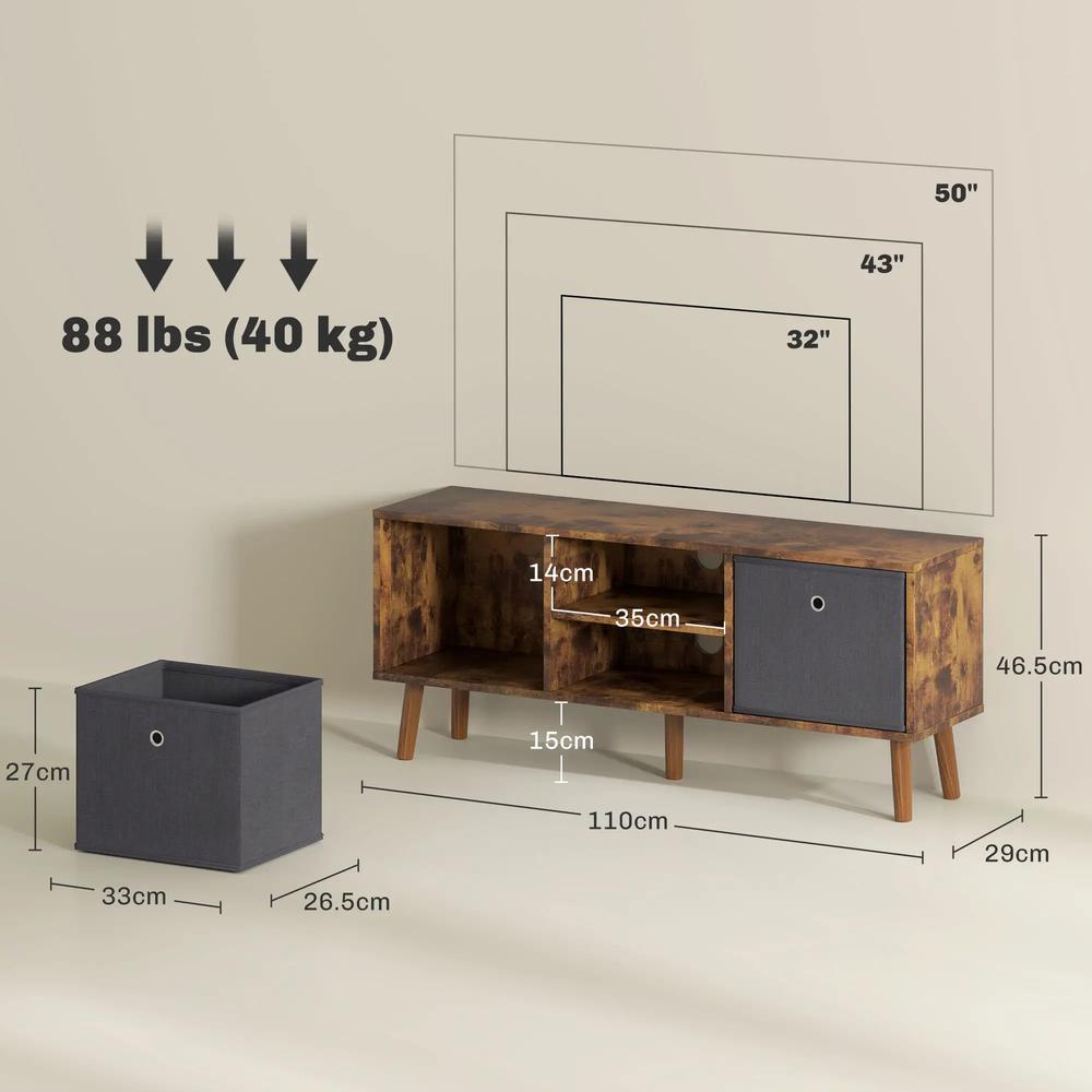 HOMCOM TV Cabinet Stand Unit for TVs up to 50'' with Foldable Drawers, Entertainment Centre for Living Room Additional View 25
