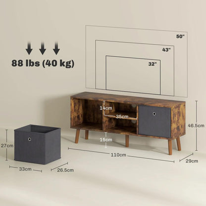 HOMCOM TV Cabinet Stand Unit for TVs up to 50'' with Foldable Drawers, Entertainment Centre for Living Room Additional View 25