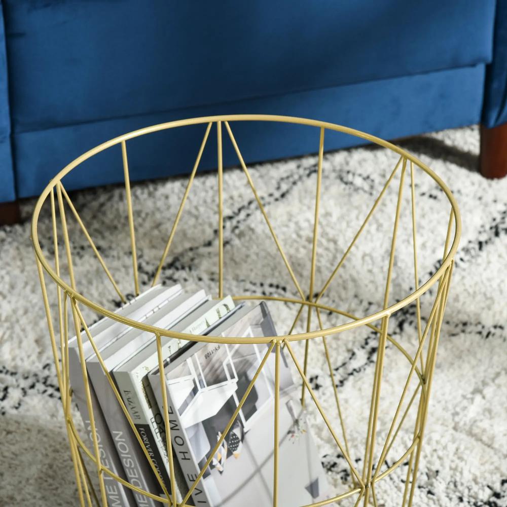 HOMCOM Set of 2 Nesting Side Tables with Storage, Round End Tables Coffee Tables with Steel Frame and Removable Round Top, for Living Room, bedroom, office, White Additional View 7