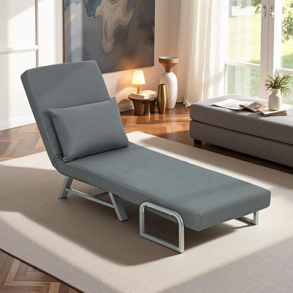 HOMCOM Single Sofa Bed, 3-in-1 Convertible Folding Chair Bed with Adjustable Backrest, Removable Armrests Additional View 13