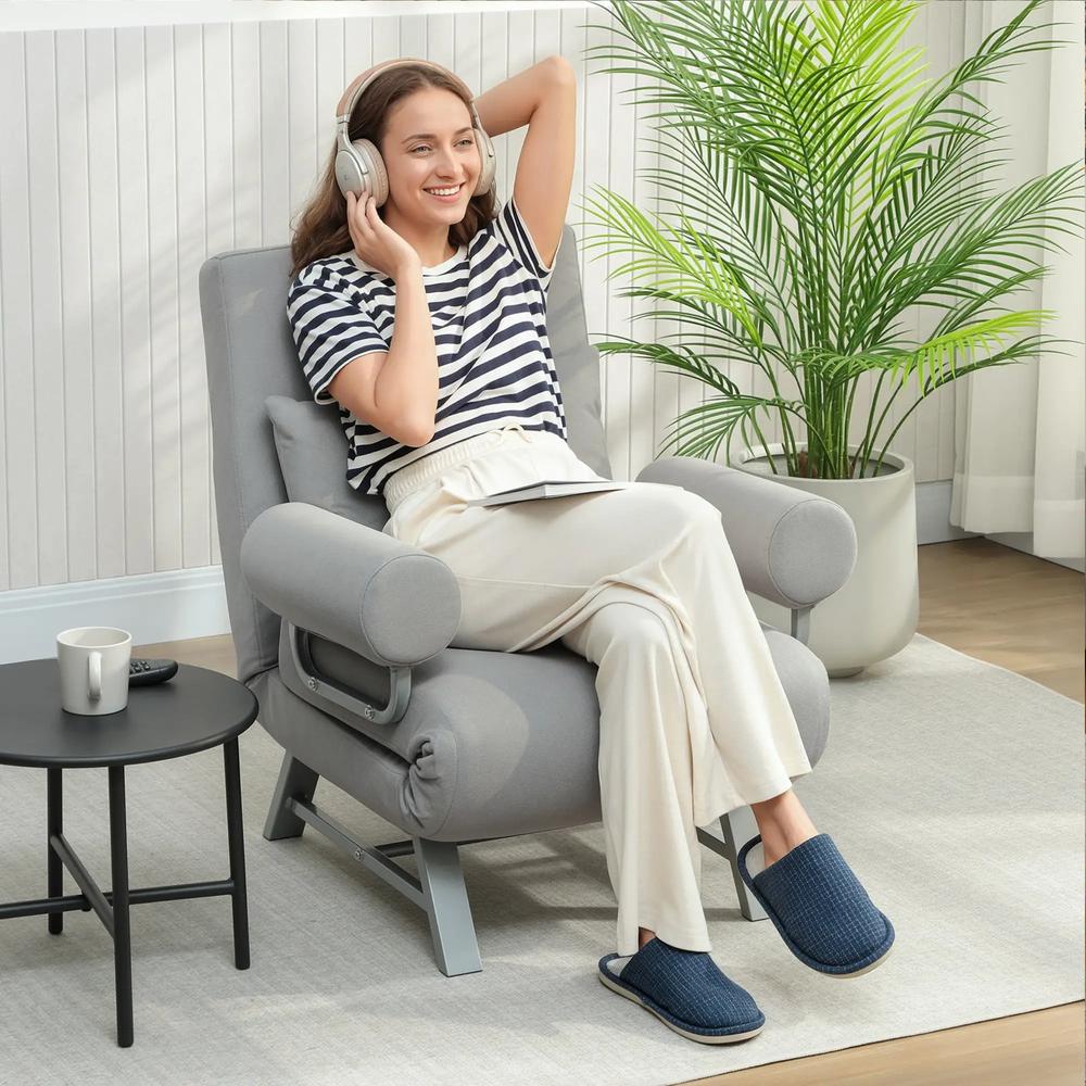 HOMCOM Single Sofa Bed, 3-in-1 Convertible Folding Chair Bed with Adjustable Backrest, Removable Armrests Additional View 16