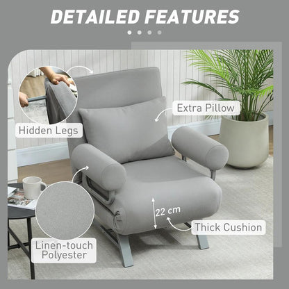 HOMCOM Single Sofa Bed, 3-in-1 Convertible Folding Chair Bed with Adjustable Backrest, Removable Armrests Additional View 20