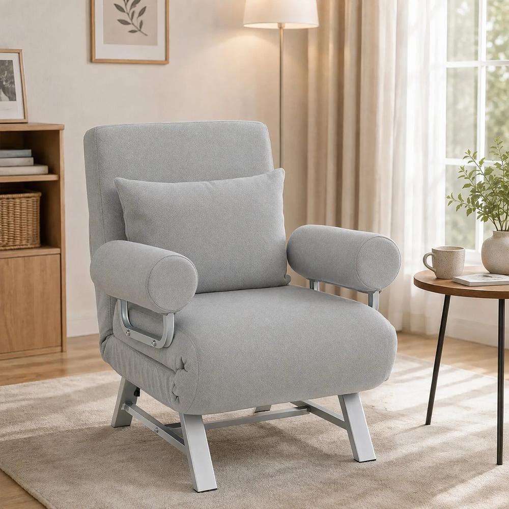 HOMCOM Single Sofa Bed, 3-in-1 Convertible Folding Chair Bed with Adjustable Backrest, Removable Armrests Additional View 21