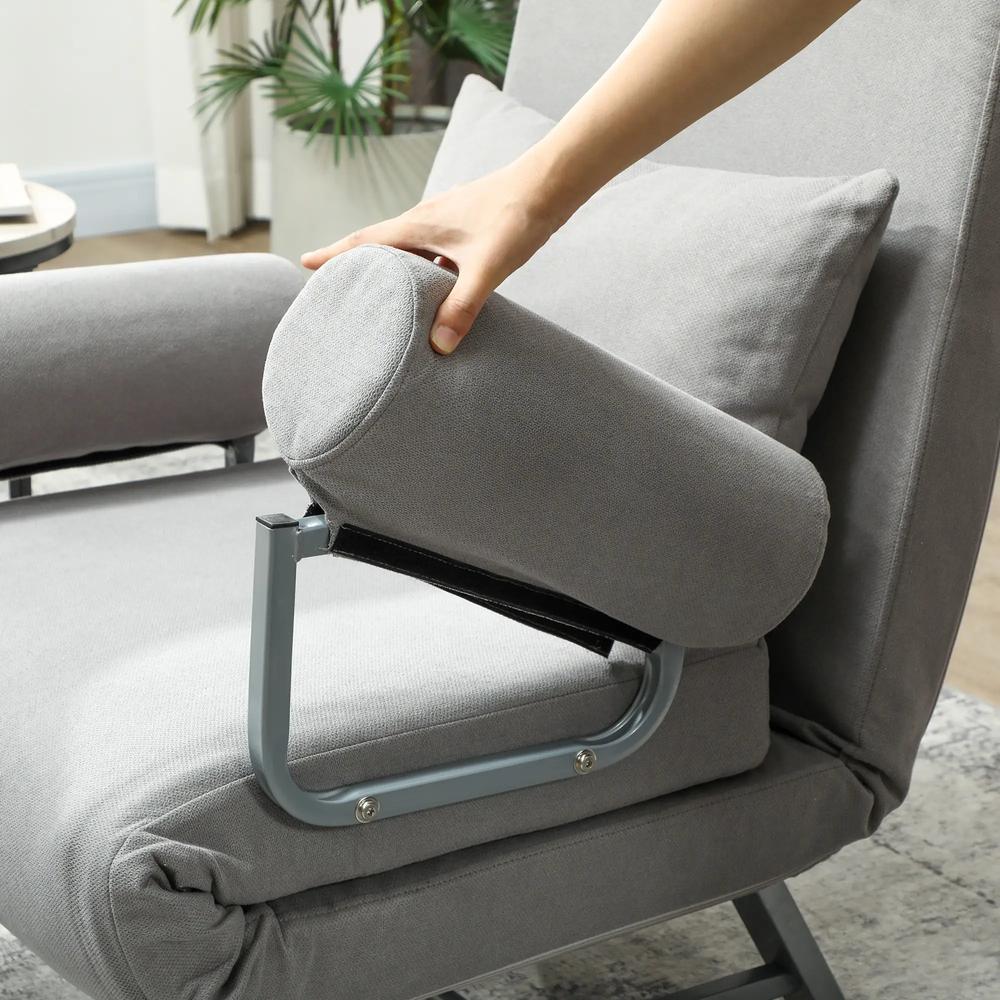 HOMCOM Single Sofa Bed, 3-in-1 Convertible Folding Chair Bed with Adjustable Backrest, Removable Armrests Additional View 25