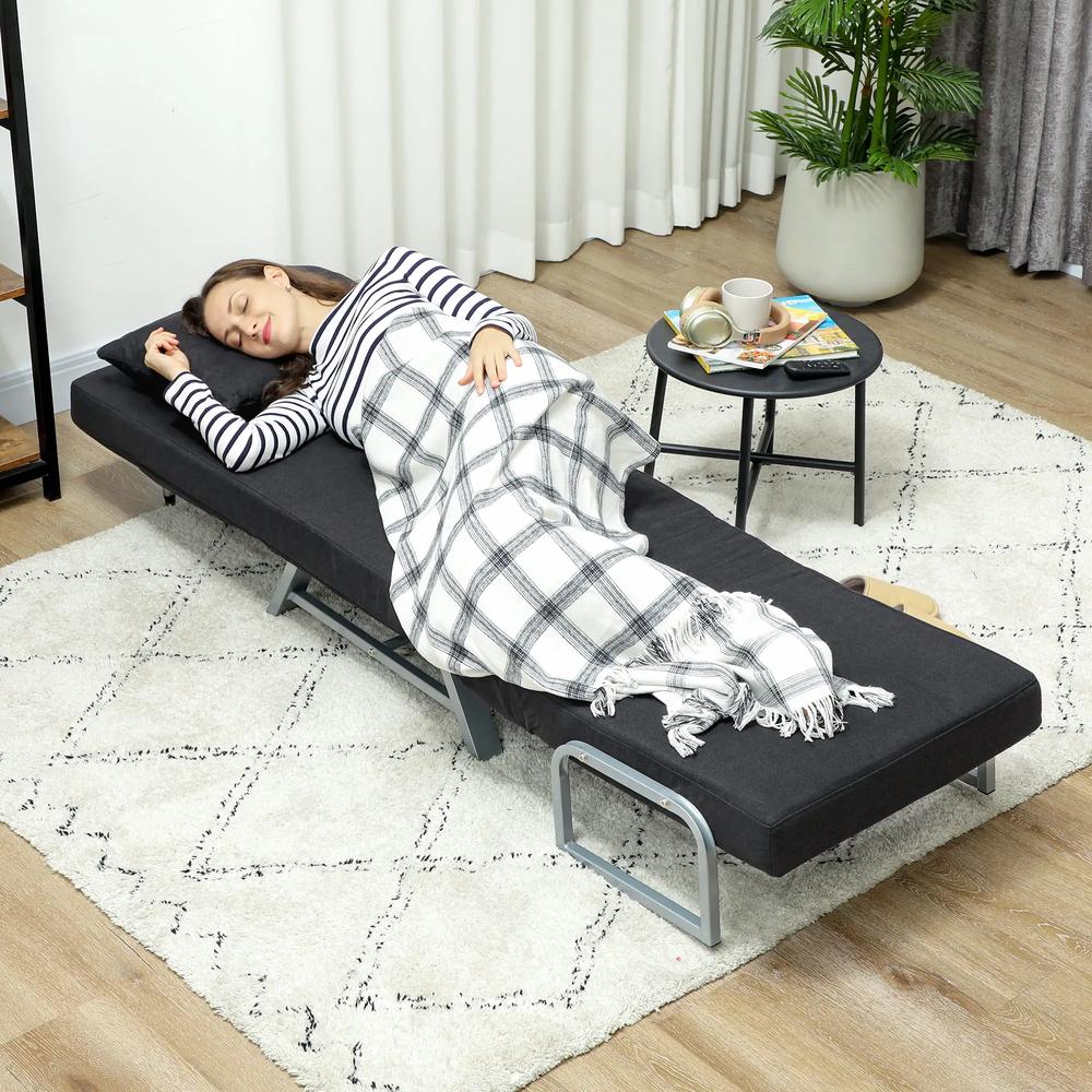 HOMCOM Single Sofa Bed, 3-in-1 Convertible Folding Chair Bed with Adjustable Backrest, Removable Armrests Additional View 35