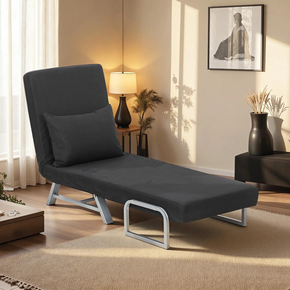 HOMCOM Single Sofa Bed, 3-in-1 Convertible Folding Chair Bed with Adjustable Backrest, Removable Armrests Additional View 41