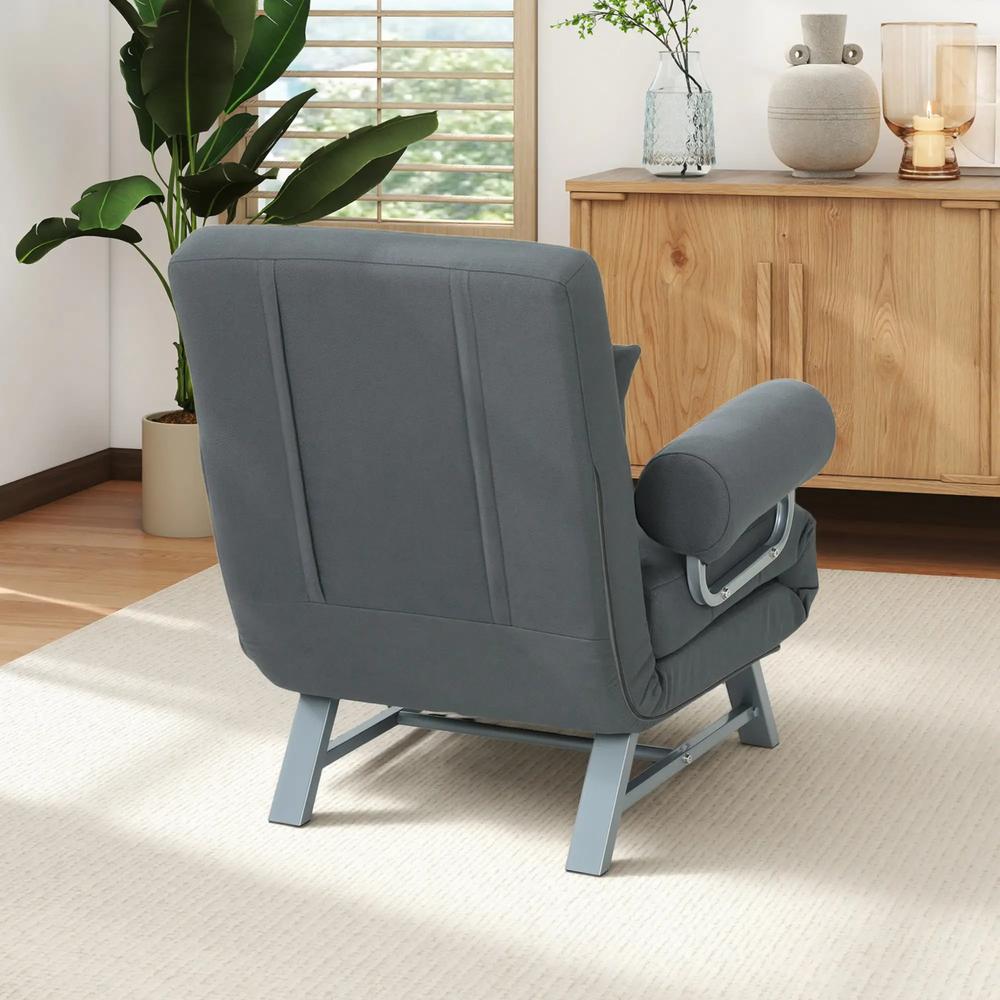 HOMCOM Single Sofa Bed, 3-in-1 Convertible Folding Chair Bed with Adjustable Backrest, Removable Armrests Additional View 8