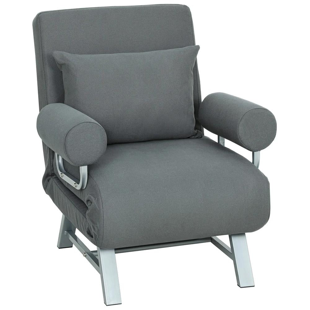 HOMCOM Single Sofa Bed, 3-in-1 Convertible Folding Chair Bed with Adjustable Backrest, Removable Armrests