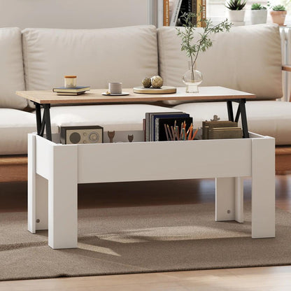 HOMCOM Lift Top Coffee Table with Hidden Storage Compartment, Lift Tabletop Pop-Up Center Table for Living Room Additional View 7