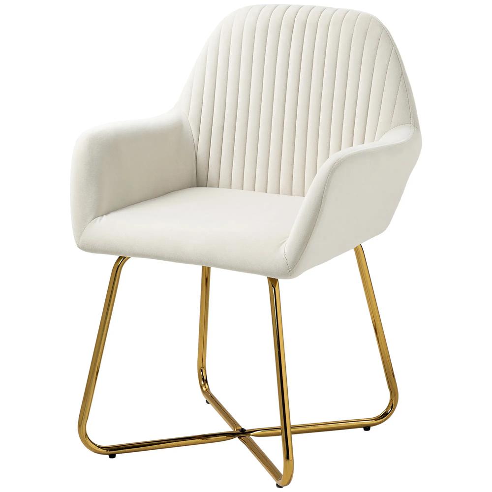 HOMCOM Modern Arm Chair Upholstered Accent Chair with Metal Base for Living Room Additional View 11