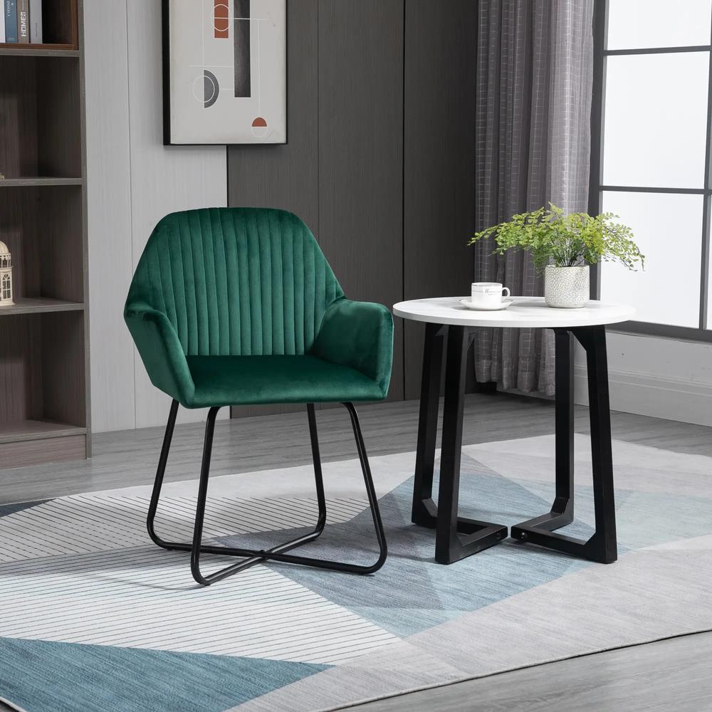 HOMCOM Modern Arm Chair Upholstered Accent Chair with Metal Base for Living Room Additional View 13