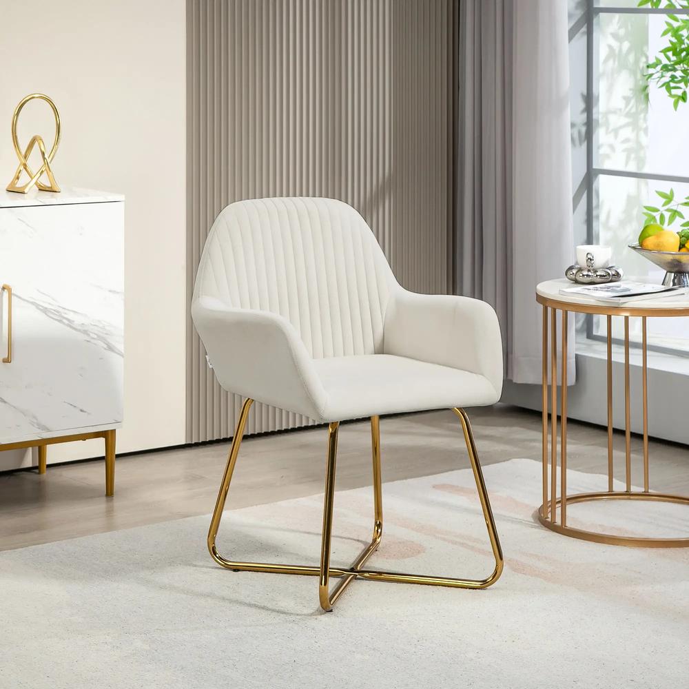 HOMCOM Modern Arm Chair Upholstered Accent Chair with Metal Base for Living Room Additional View 2