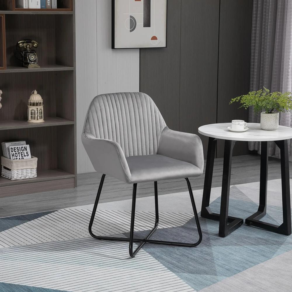 HOMCOM Modern Arm Chair Upholstered Accent Chair with Metal Base for Living Room Additional View 22