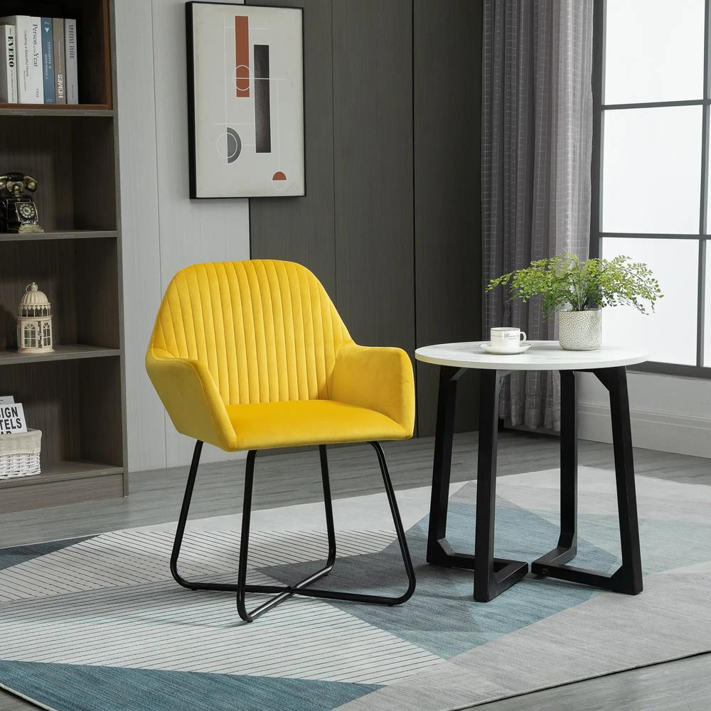 HOMCOM Modern Arm Chair Upholstered Accent Chair with Metal Base for Living Room Additional View 31