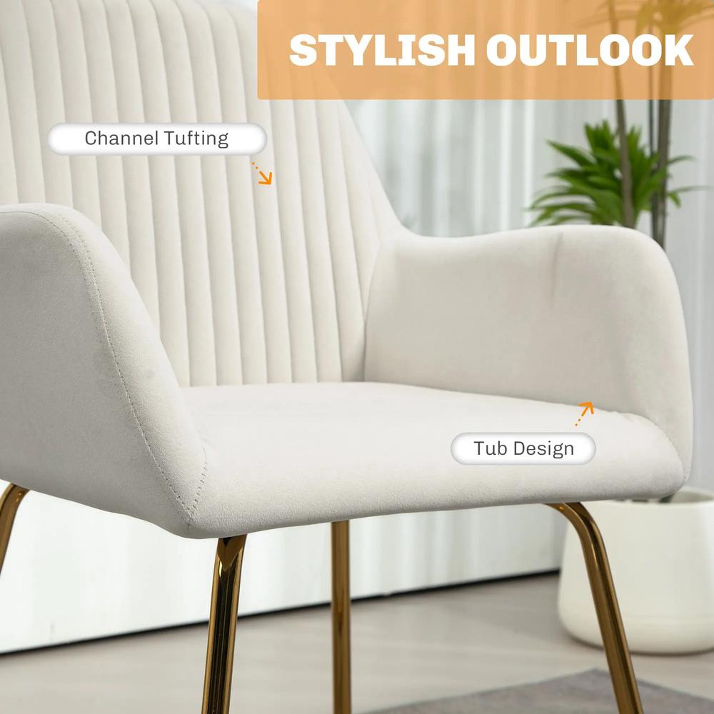 HOMCOM Modern Arm Chair Upholstered Accent Chair with Metal Base for Living Room Additional View 4