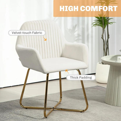 HOMCOM Modern Arm Chair Upholstered Accent Chair with Metal Base for Living Room Additional View 5