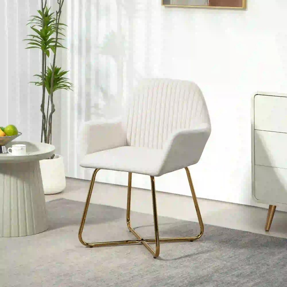 HOMCOM Modern Arm Chair Upholstered Accent Chair with Metal Base for Living Room Additional View 10