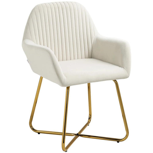 HOMCOM Modern Arm Chair Upholstered Accent Chair with Metal Base for Living Room