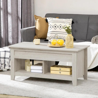 HOMCOM Lift Top Coffee Table w/ Hidden Storage Compartment Open Shelves Lift Tabletop Pop Up Centre Table for Living Room Oak Effect Additional View 7