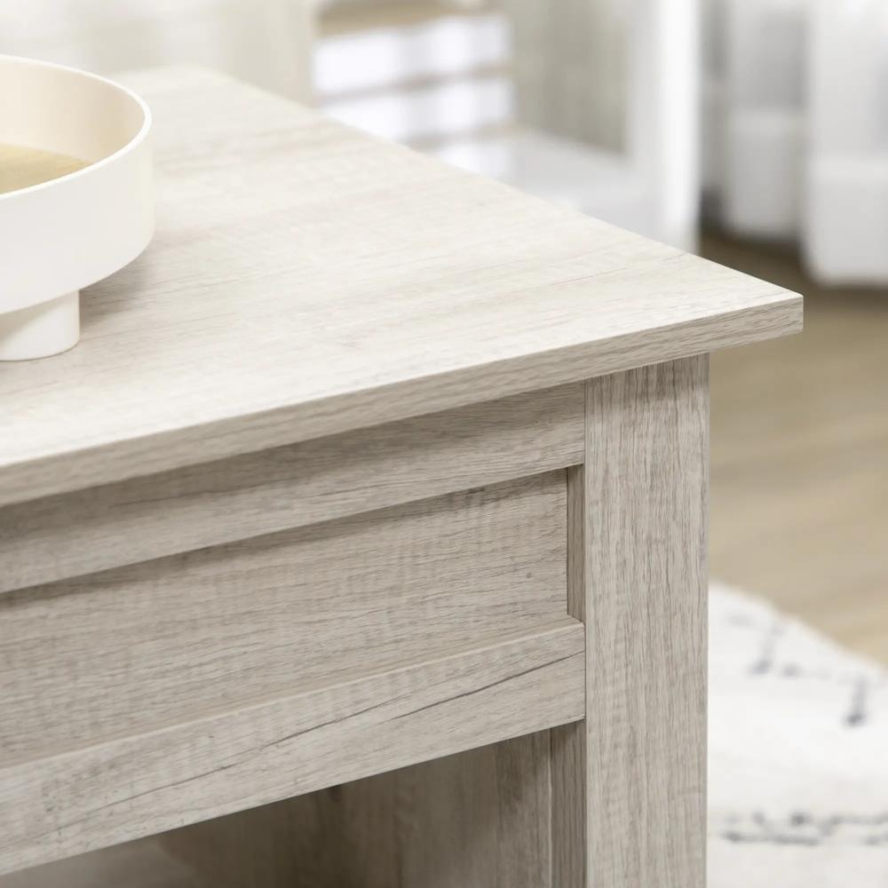HOMCOM Lift Top Coffee Table w/ Hidden Storage Compartment Open Shelves Lift Tabletop Pop Up Centre Table for Living Room Oak Effect Additional View 9