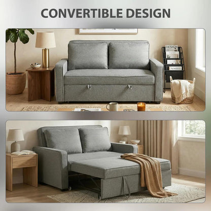 HOMCOM Double Sofa Bed Click Clack Sofa Bed Pull Out Bed with Adjustable Backrest for Living Room and Bedroom Grey Additional View 4