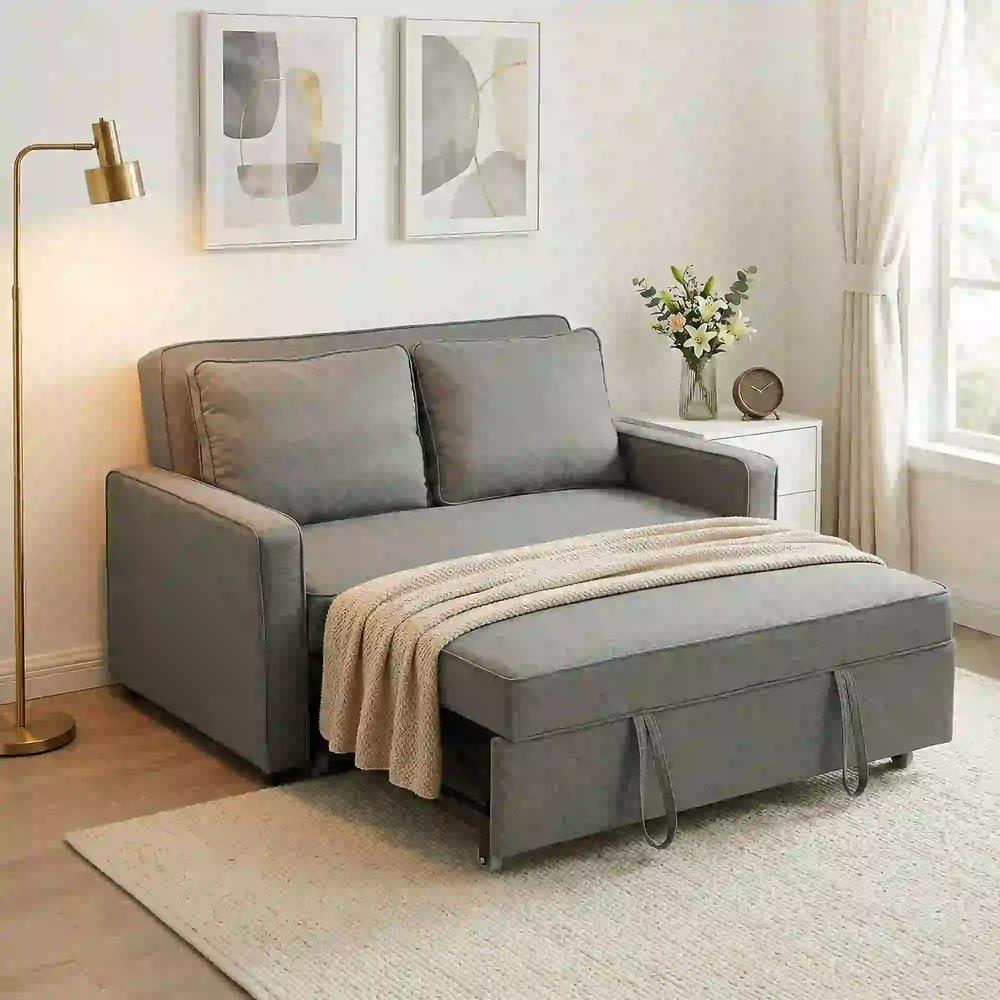 HOMCOM Double Sofa Bed Click Clack Sofa Bed Pull Out Bed with Adjustable Backrest for Living Room and Bedroom Grey Additional View 7