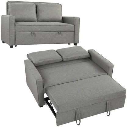 HOMCOM Double Sofa Bed Click Clack Sofa Bed Pull Out Bed with Adjustable Backrest for Living Room and Bedroom Grey