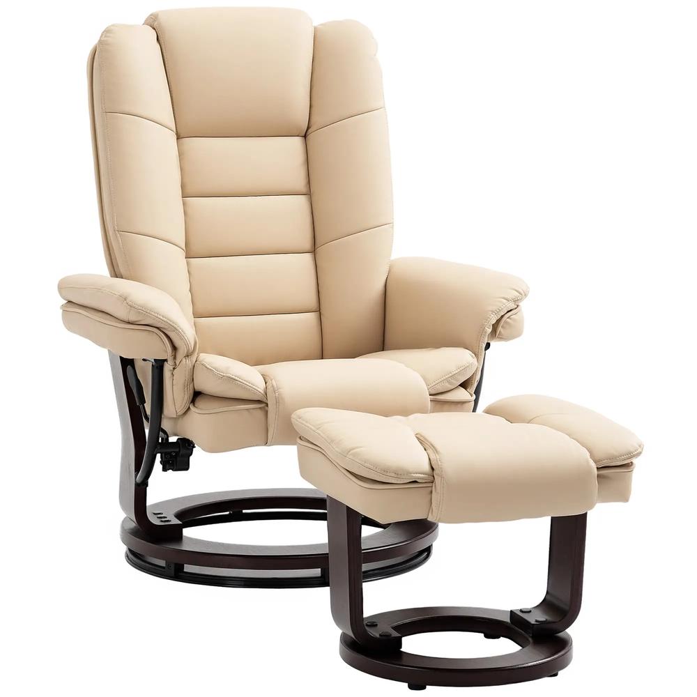 HOMCOM Faux Leather 135&deg; Reclining Chair and Footstool Additional View 11