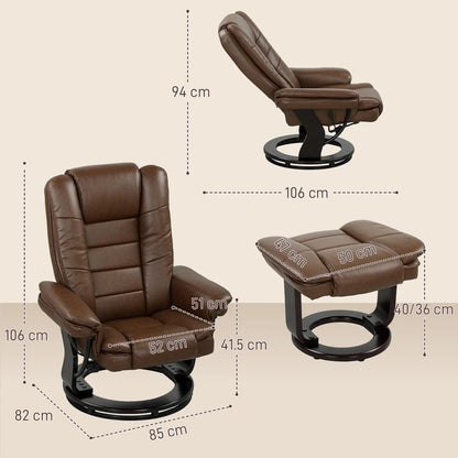 HOMCOM Faux Leather 135&deg; Reclining Chair and Footstool Additional View 14