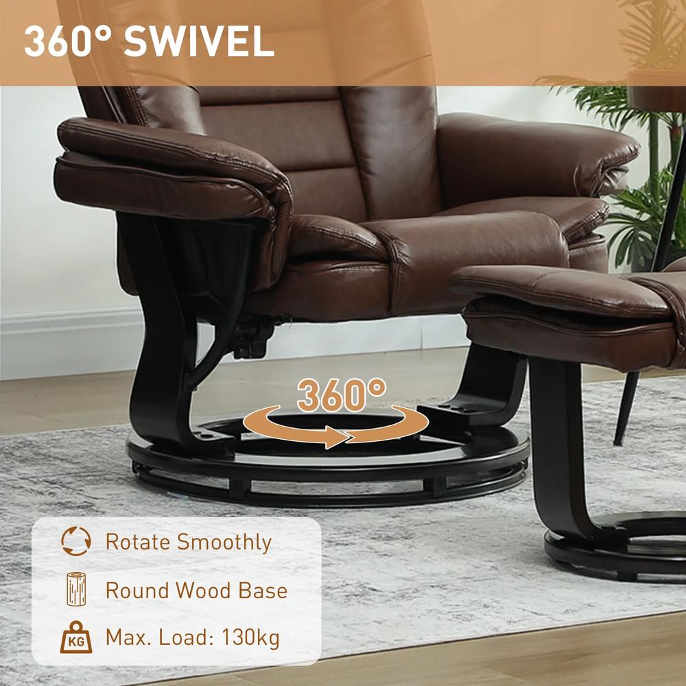 HOMCOM Faux Leather 135&deg; Reclining Chair and Footstool Additional View 16