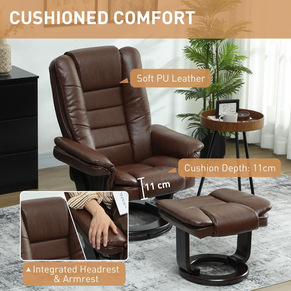 HOMCOM Faux Leather 135&deg; Reclining Chair and Footstool Additional View 17