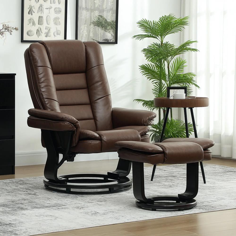 HOMCOM Faux Leather 135&deg; Reclining Chair and Footstool Additional View 18