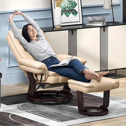 HOMCOM Faux Leather 135&deg; Reclining Chair and Footstool Additional View 2