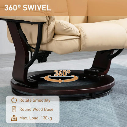 HOMCOM Faux Leather 135&deg; Reclining Chair and Footstool Additional View 5