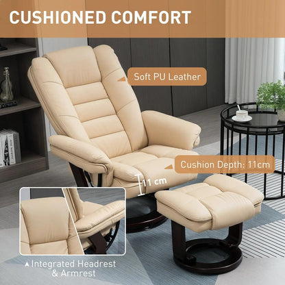 HOMCOM Faux Leather 135&deg; Reclining Chair and Footstool Additional View 6