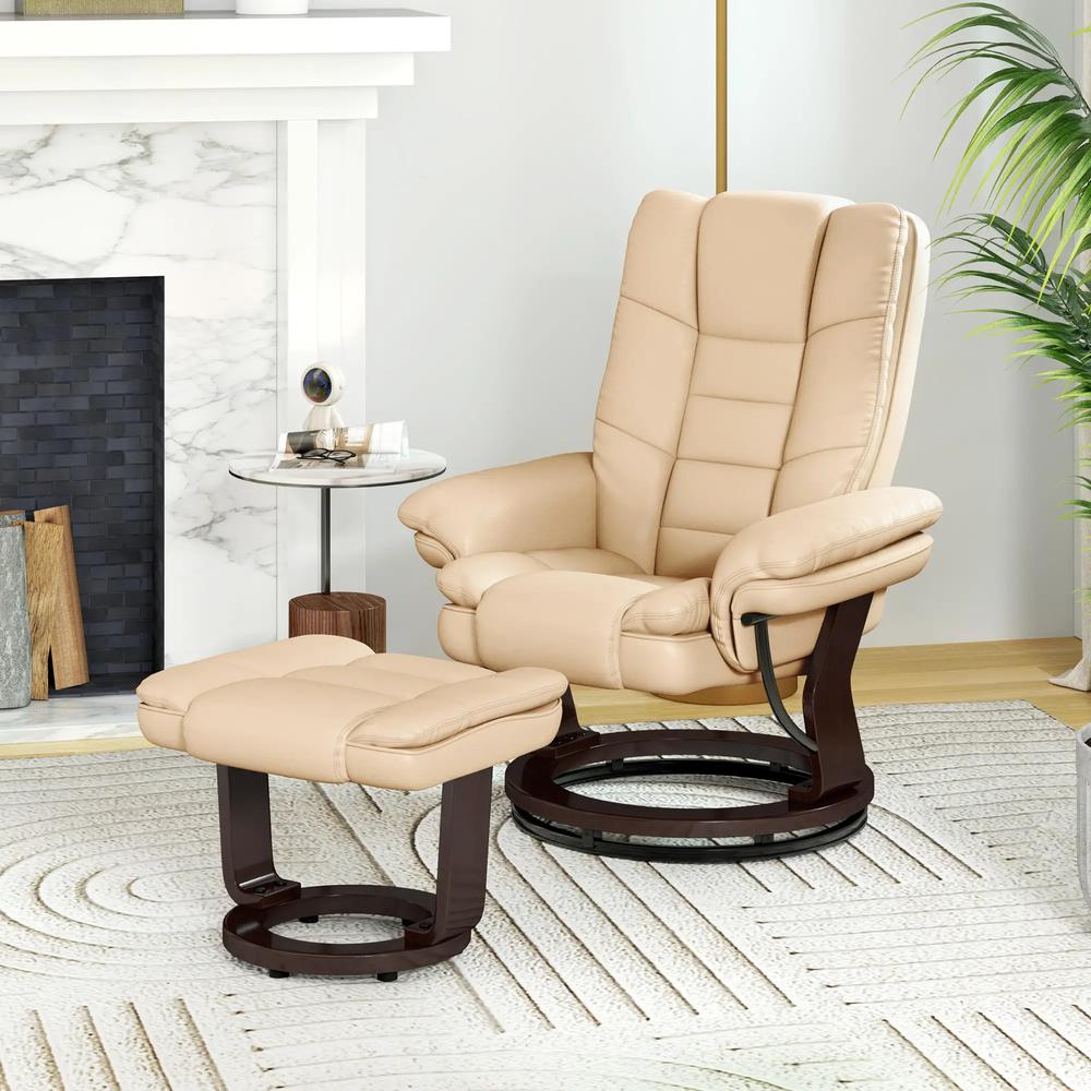 HOMCOM Faux Leather 135&deg; Reclining Chair and Footstool Additional View 8