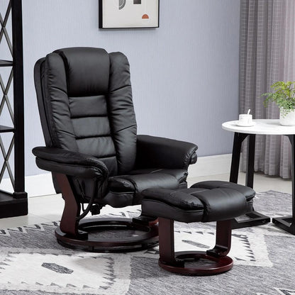 HOMCOM Recliner Chair With footstool, Recliner Armchair, 135&deg; Reclining Swivel Sofa Chair, PU Leather Ergonomic Couch Bed with Swivel Wood Base for Living Room Additional View 13