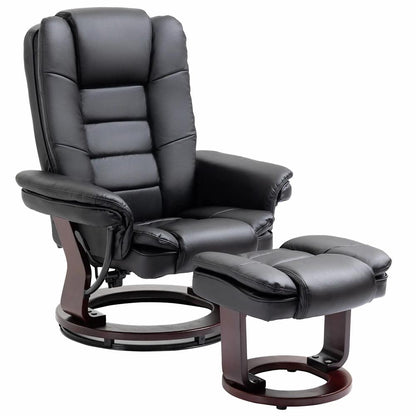 HOMCOM Recliner Chair With footstool, Recliner Armchair, 135&deg; Reclining Swivel Sofa Chair, PU Leather Ergonomic Couch Bed with Swivel Wood Base for Living Room Additional View 14
