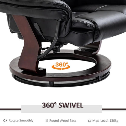 HOMCOM Recliner Chair With footstool, Recliner Armchair, 135&deg; Reclining Swivel Sofa Chair, PU Leather Ergonomic Couch Bed with Swivel Wood Base for Living Room Additional View 5
