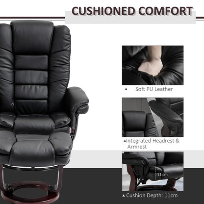 HOMCOM Recliner Chair With footstool, Recliner Armchair, 135&deg; Reclining Swivel Sofa Chair, PU Leather Ergonomic Couch Bed with Swivel Wood Base for Living Room Additional View 6