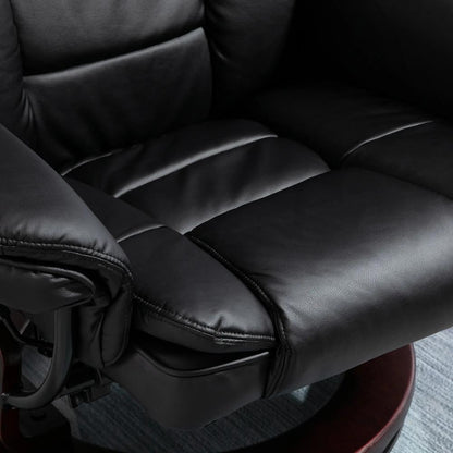 HOMCOM Recliner Chair With footstool, Recliner Armchair, 135&deg; Reclining Swivel Sofa Chair, PU Leather Ergonomic Couch Bed with Swivel Wood Base for Living Room Additional View 8