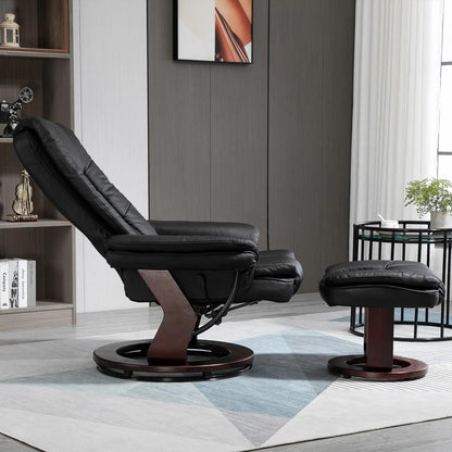 HOMCOM Recliner Chair With footstool, Recliner Armchair, 135&deg; Reclining Swivel Sofa Chair, PU Leather Ergonomic Couch Bed with Swivel Wood Base for Living Room Additional View 10