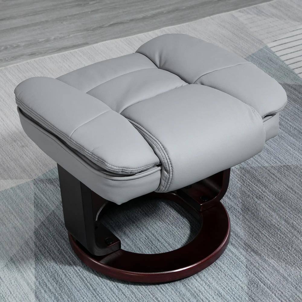 HOMCOM Manual Recliner and Footrest Set PU Leather Leisure Lounge Chair Armchair with Swivel Wood Base, Grey Additional View 13