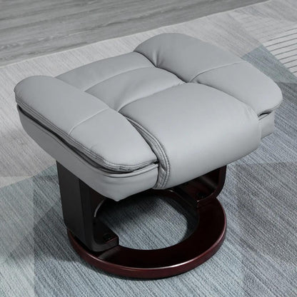 HOMCOM Manual Recliner and Footrest Set PU Leather Leisure Lounge Chair Armchair with Swivel Wood Base, Grey Additional View 13