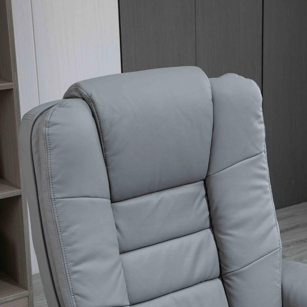 HOMCOM Manual Recliner and Footrest Set PU Leather Leisure Lounge Chair Armchair with Swivel Wood Base, Grey Additional View 9