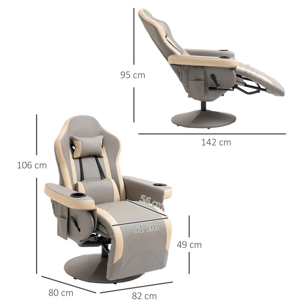 HOMCOM Manual Recliner Armchair PU Leather Lounge Chair w Adjustable Leg Rest, 135&deg; Reclining Function, 360&deg; Swivel Additional View 14