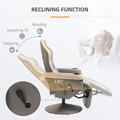 HOMCOM Manual Recliner Armchair PU Leather Lounge Chair w Adjustable Leg Rest, 135&deg; Reclining Function, 360&deg; Swivel Additional View 15