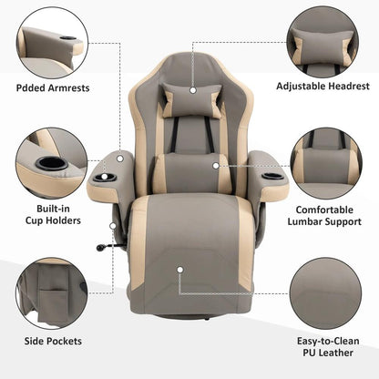 HOMCOM Manual Recliner Armchair PU Leather Lounge Chair w Adjustable Leg Rest, 135&deg; Reclining Function, 360&deg; Swivel Additional View 17