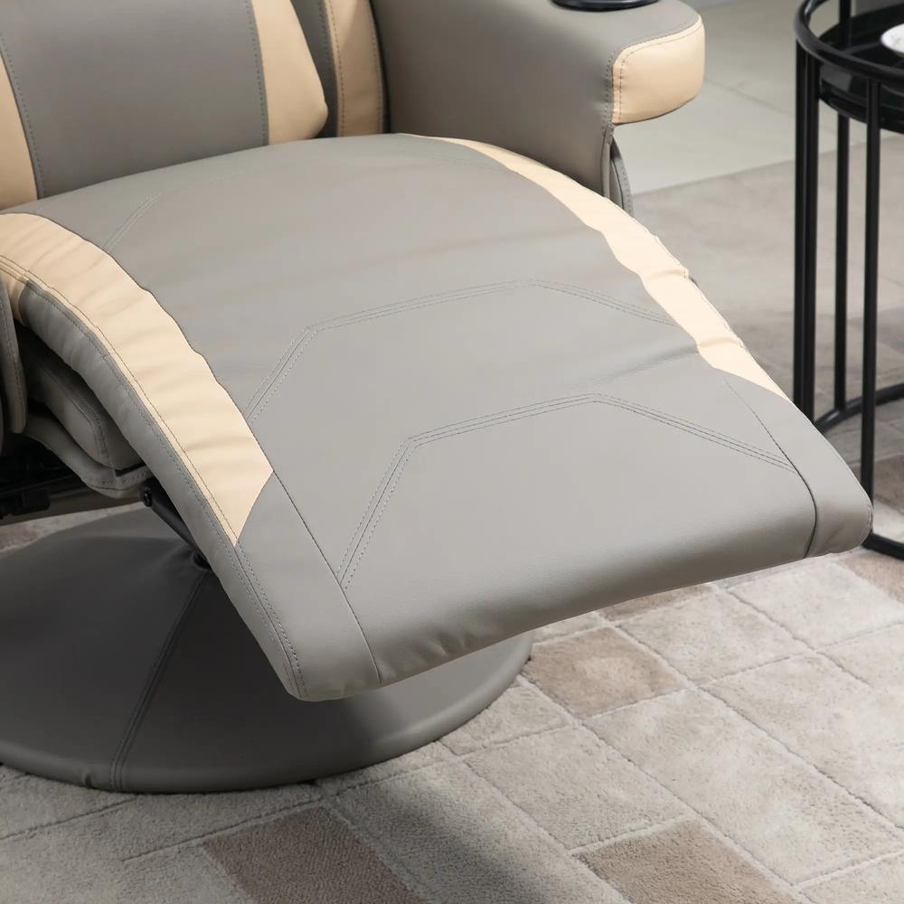 HOMCOM Manual Recliner Armchair PU Leather Lounge Chair w Adjustable Leg Rest, 135&deg; Reclining Function, 360&deg; Swivel Additional View 18